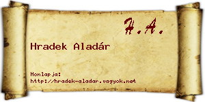 Hradek Aladár névjegykártya